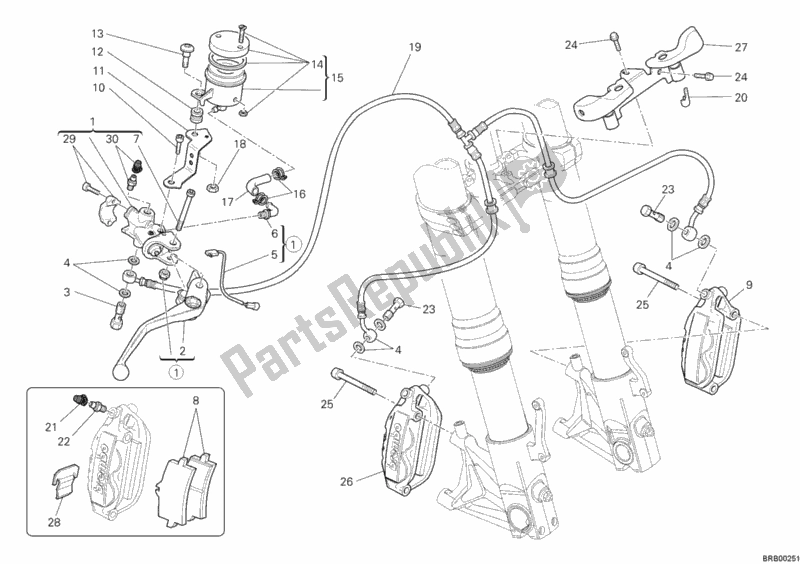 Todas as partes de Sistema De Freio Dianteiro do Ducati Hypermotard 1100 EVO SP 2012